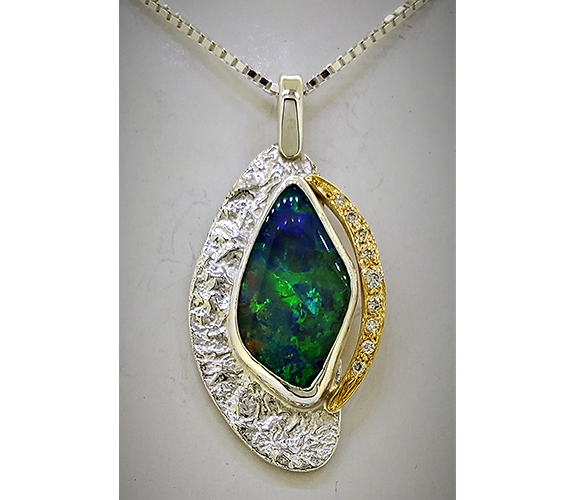 "Lightning Ridge Opal and Diamond Necklace" - Jeff Mckenzie